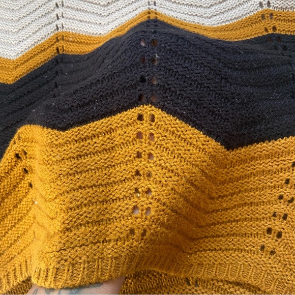 Modern Chevron Women's Sweater - Mustard, Cream, Black, Tan - Picture 8 of 10
